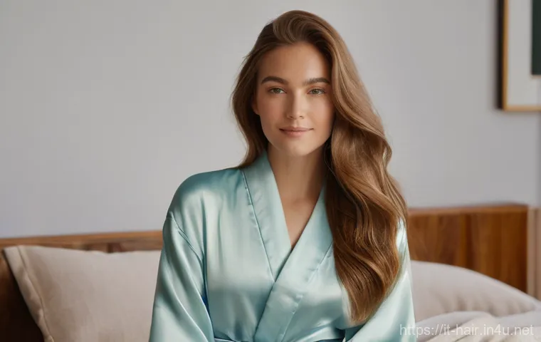 헤어 브러쉬 종류별 사용법 - **Prompt: "A serene young woman in her late twenties, with long, healthy, and incredibly shiny light...