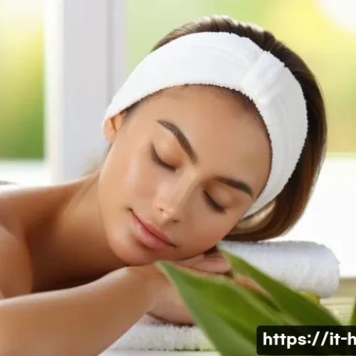 저자극 두피 스케일링 제품 추천 - A serene spa setting featuring a young adult woman with healthy, glowing skin gently applying a deli...