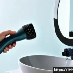 모발 보호 기능 있는 드라이어 추천 - A sleek, modern hairdryer with ceramic and tourmaline coating in a bright Italian bathroom setting, ...
