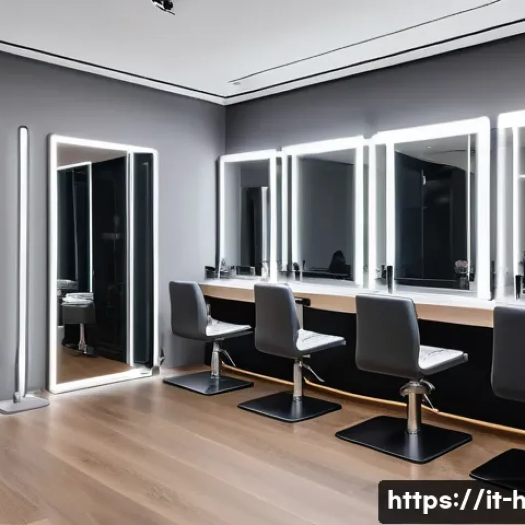 고데기 추천  다이슨 에어랩 vs GHD - A sleek and modern beauty salon interior in Milan, Italy, showcasing a professional hairstylist usin...