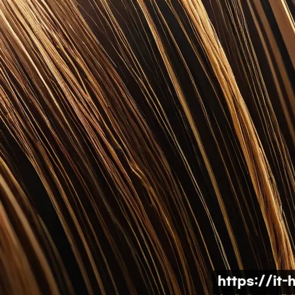 손상모 복구용 헤어 필러 - A close-up, hyper-realistic image of healthy hair strands showing deep penetration of a hair filler ...