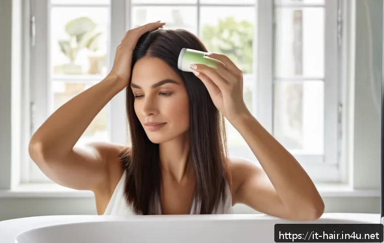 볼륨을 살리는 루트 리프터 추천 - A stylish Italian woman in her 30s with fine, straight hair applying a lightweight root lifter mouss...