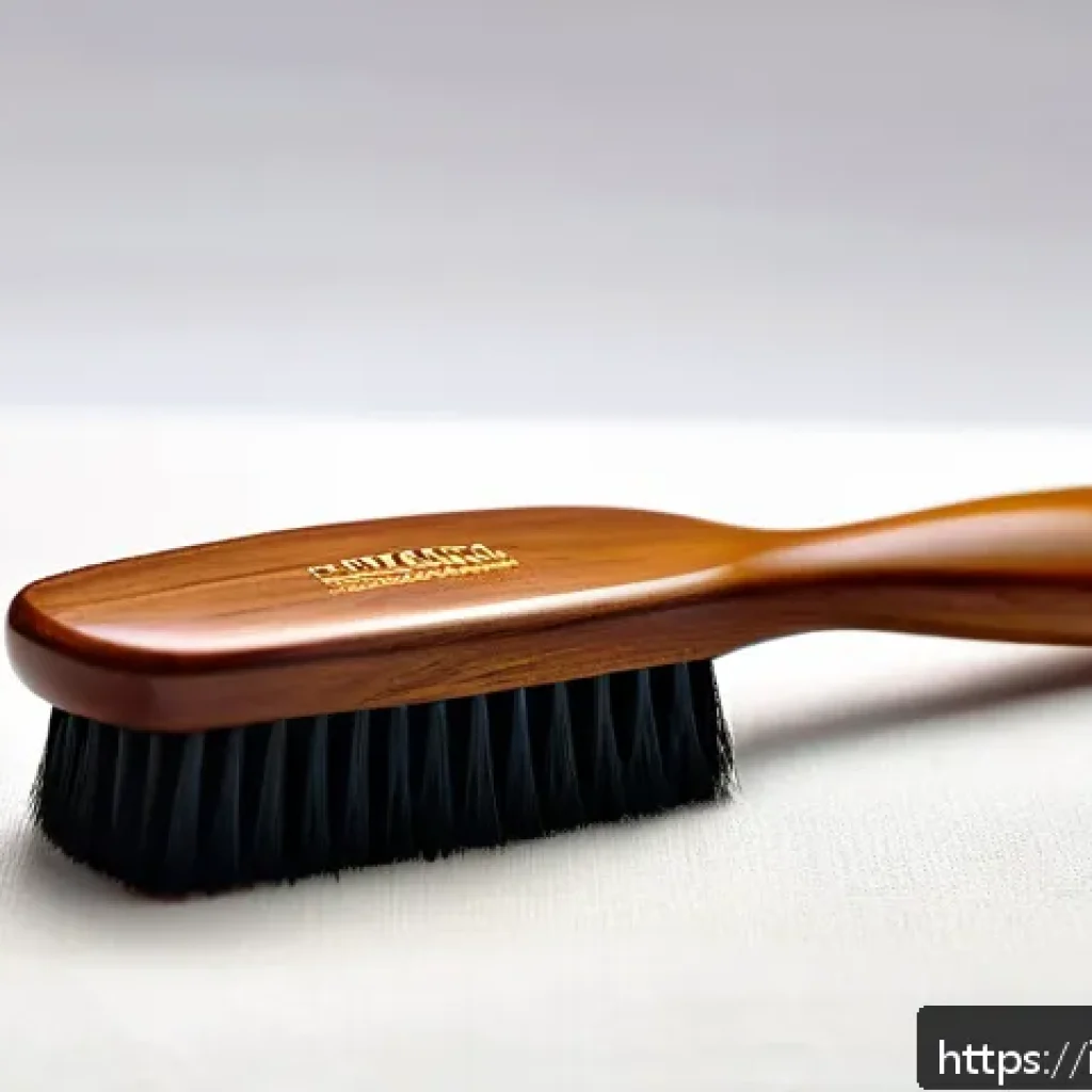 친환경 헤어 브러쉬 추천 - A close-up, high-resolution image of an eco-friendly hairbrush made from certified FSC wood with a s...