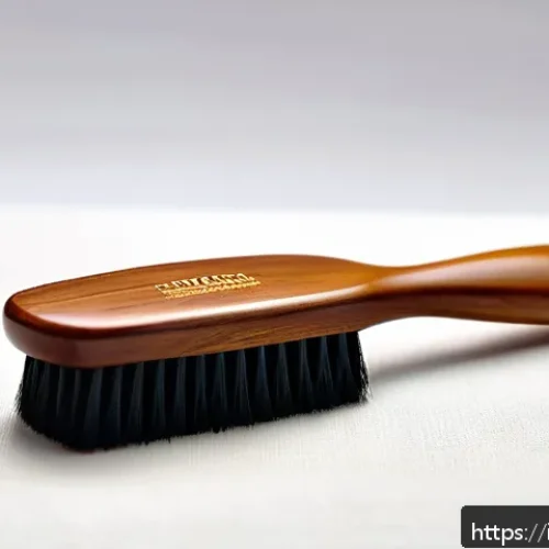 Home 33 친환경 헤어 브러쉬 추천 - A close-up, high-resolution image of an eco-friendly hairbrush made from certified FSC wood with a s...