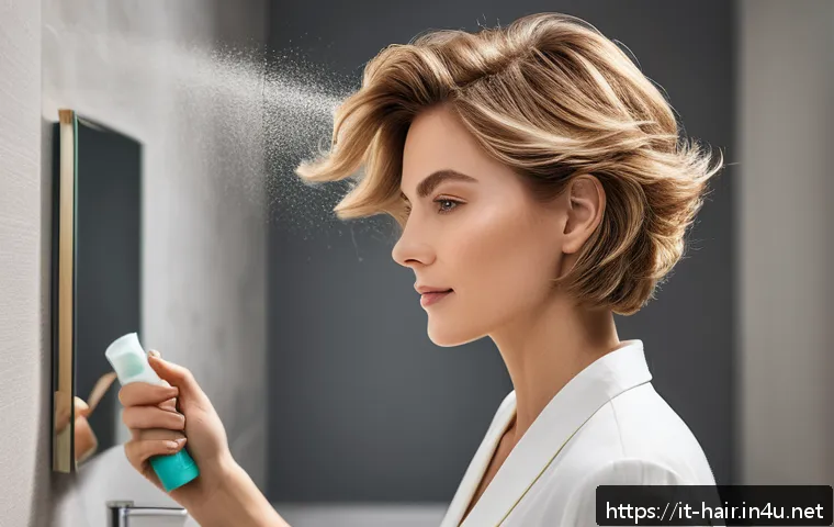 단발머리 스타일링 제품 추천 - A stylish woman with short hair styled in a natural, textured look using light-hold, water-based hai...